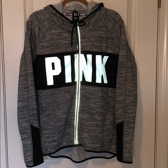 PINK Victoria's Secret Jackets & Blazers - Victoria Secret Pink Reflective Grey ZipUp Hoodie